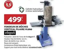 Bricomarché Scheppach - fendeur de buches vertical filaire hl810 offre