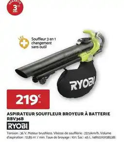 Bricomarché Ryobi - aspirateur souffleur broyeur a batterie rbv36b offre