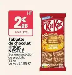 Promocash Nestlé - tablette de chocolat kitkat offre