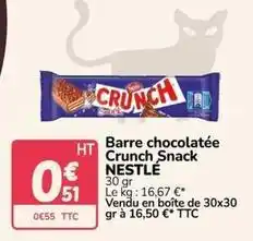 Promocash Nestlé - barre chocolatée crunch snack offre
