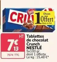 Promocash Nestlé - tablettes de chocolat crunch offre