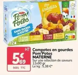 Promocash Materne - compotes en gourdes pom potes offre