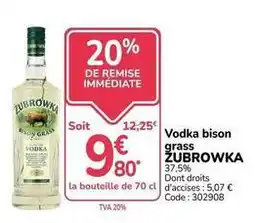 Promocash Zubrowka - vodka bison grass offre