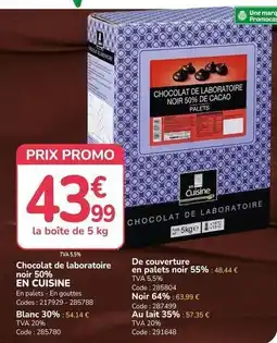 Promocash Promo - chocolat de laboratoire noir 50% en cuisine offre
