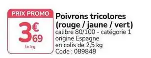 Promocash Promo - poivrons tricolores rouge / jaune / vert offre