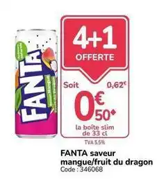 Promocash Fanta - saveur mangue/fruit du dragon offre