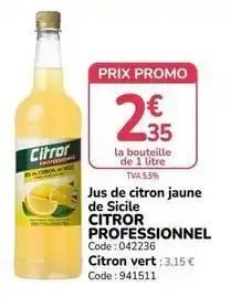Promocash Bs - jus de citron jaune de sicile offre