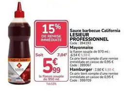 Promocash Lesieur - sauce barbecue california offre