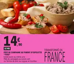 E.Leclerc YVAS Pâté de campagne au piment d'espelette offre