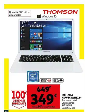 Auchan Portable N17v3c8wh512 Thomson offre