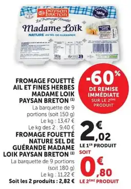 Super U Paysan Breton Fromage Fouetté offre