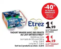 U Express Etrez Yaourt brasse avec des fruits offre
