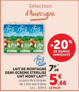 U Express Mont Lait LAIT DE MONTAGNE offre