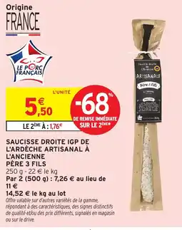 Intermarché Hyper Père 3 Fils Saucisse droite offre