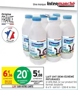 Intermarché Hyper Pâturages Lait demi-écrémé offre