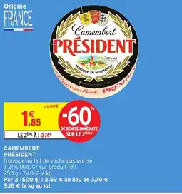 Intermarché Hyper Président Camembert offre
