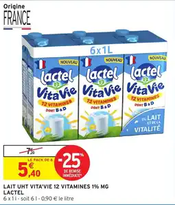Intermarché Hyper lactel LAIT UHT VITA'VIE 12 VITAMINES 1% MG offre