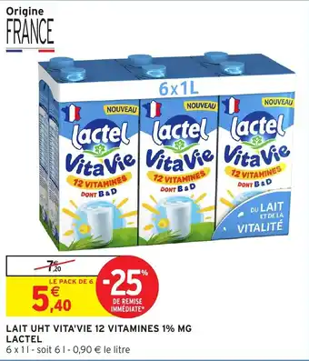 Lactel LAIT UHT VITA'VIE 12 VITAMINES 1% MG