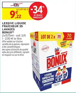 Intermarché Hyper BONUX Lessive liquide Fraîcheur 35 lavages offre