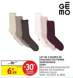 Intermarché Hyper GEMO Chaussettes femme surpiquées offre