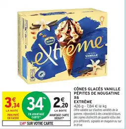 Intermarché Nestlé CÔNES GLACÉS VANILLE PÉPITES DE NOUGATINE offre