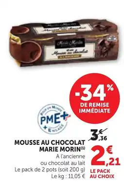 Bi1 MARIE MORIN MOUSSE AU CHOCOLAT offre