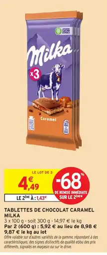 Intermarché Milka Tablettes de chocolat caramel offre