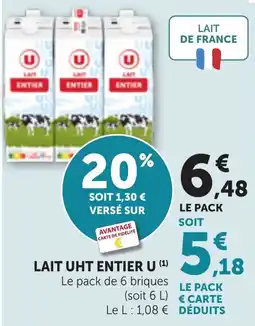 Bi1 U LAIT UHT ENTIER offre