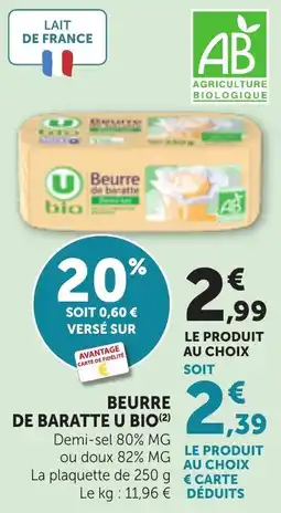 Maximarché Beurre de baratte U BIO offre