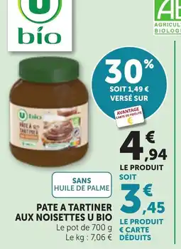 Maximarché U bio PATE A TARTINER AUX NOISETTES offre