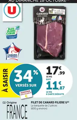 Bi1 CANARD FILET DE CANARD FILIERE U offre