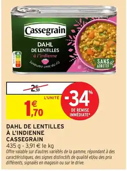 Intermarché Cassegrain Dahl de lentilles offre