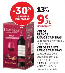 Bi1 CAMBRAS VIN DE FRANCE ROUGE offre