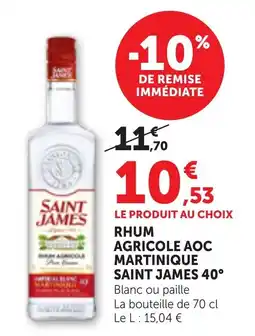 Bi1 Saint James Rhum Agricole AOC Martinique offre