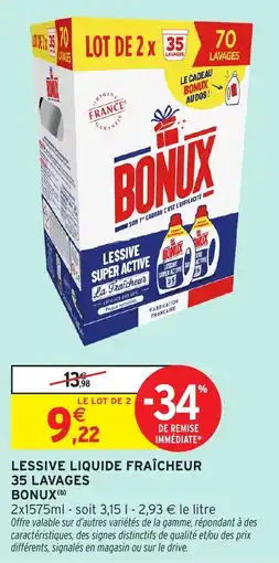 Intermarché BONUX Lessive liquide fraîcheur offre