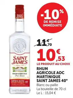 Maximarché SAINT JAMES RHUM AGRICOLE AOC MARTINIQUE offre