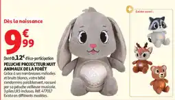 Auchan PELUCHE PROJECTEUR NUIT ANIMAUX DE LA FORÊT offre