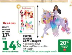 Auchan POUPEE LICORNE AILES MAGIQUES offre