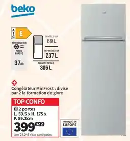 Conforama Beko congélateur minfrost offre
