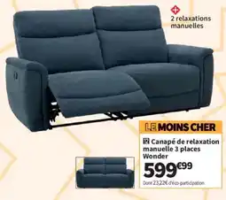 Conforama Wonder Canapé de relaxation manuelle 3 places offre