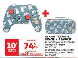 Auchan Pikachu Manette sans fil + Sacoches offre