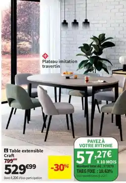 Conforama Craft Table extensible offre