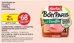 Intermarché Herta - le bon paris jambon à l'étouffée conservation sans nitrite offre