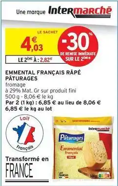 Intermarché Paturages - emmental français râpé offre