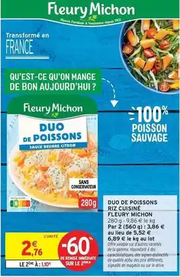 Intermarché Fleury michon - duo de poissons riz cuisin michon offre