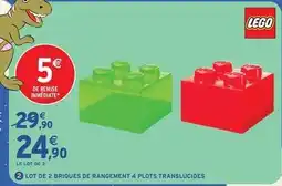 Intermarché Lego - lot de 2 briques de rangement 4 plots translucides offre
