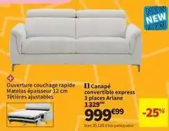 Conforama Canapé convertible express 3 places ariane offre