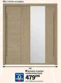 Conforama Armoire 2 portes coulissantes cyris offre