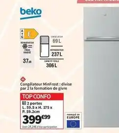 Conforama Beko - congelateur minfrost : divise par 2 la formation de givre offre