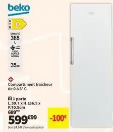 Conforama Beko - compartiment fraicheur de 0 à 3 c offre